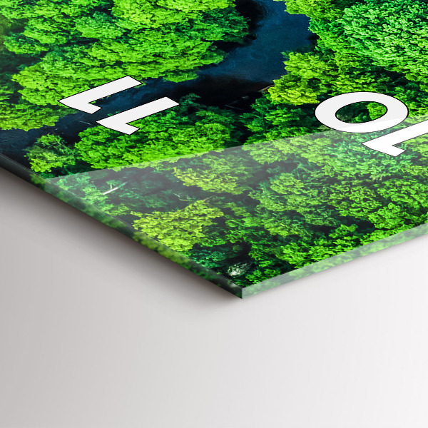 Vertikální skleněné hodiny Řeka v lese