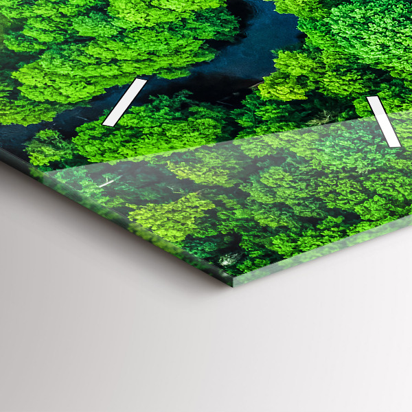 Vertikální skleněné hodiny Řeka v lese