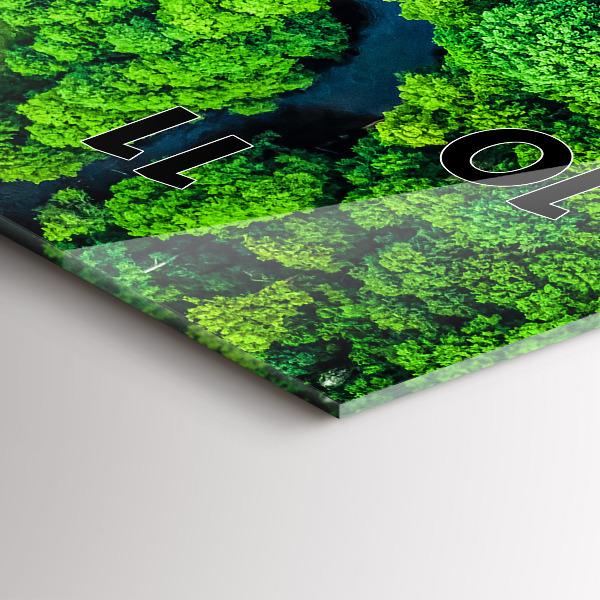 Vertikální skleněné hodiny Řeka v lese