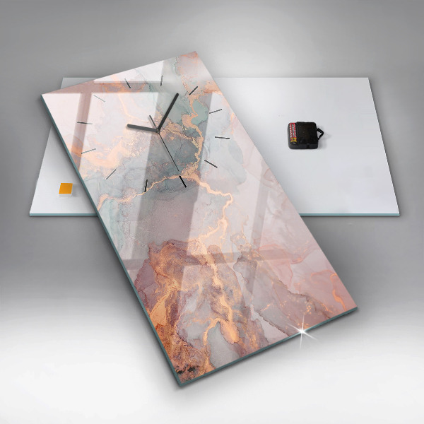 Vertikální skleněné hodiny Mramorová textura