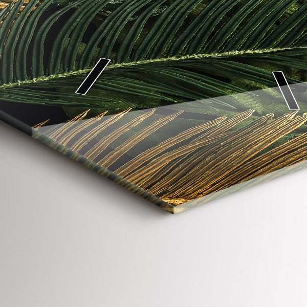 Vertikální skleněné hodiny Listy džungle