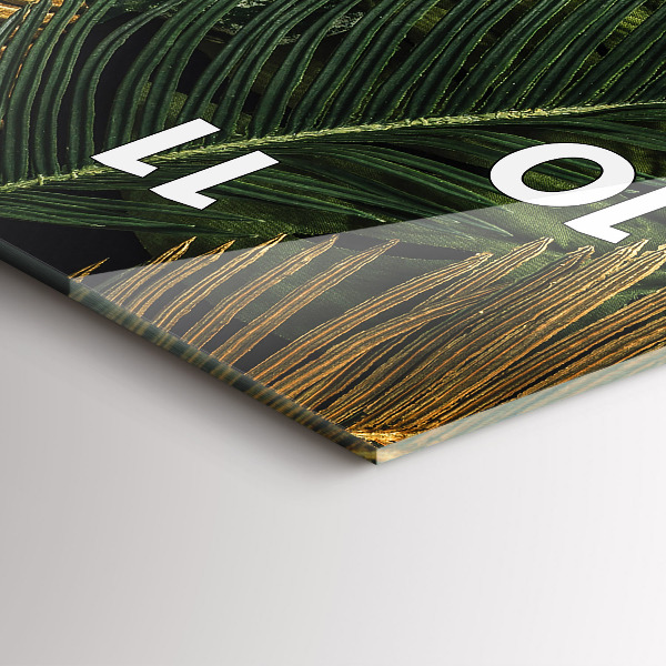 Vertikální skleněné hodiny Listy džungle