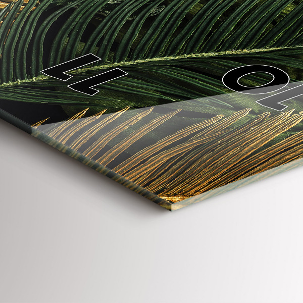 Vertikální skleněné hodiny Listy džungle