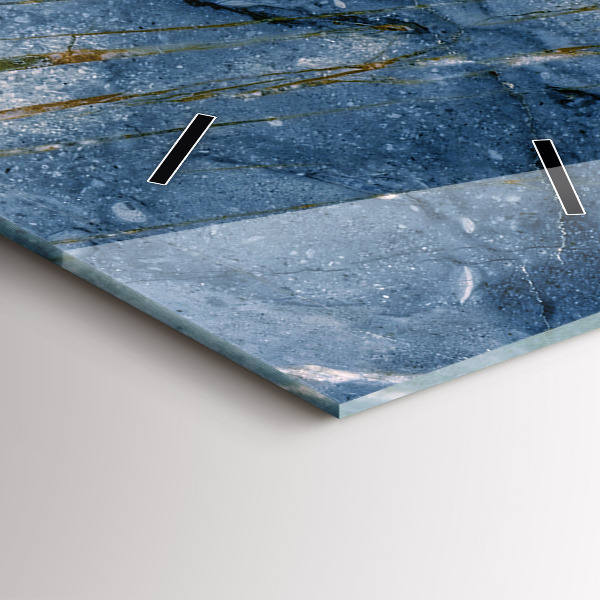 Vertikální skleněné hodiny Textura modrého mramoru