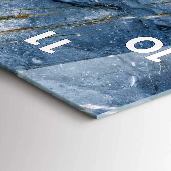 Vertikální skleněné hodiny Textura modrého mramoru