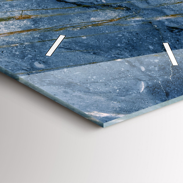 Vertikální skleněné hodiny Textura modrého mramoru