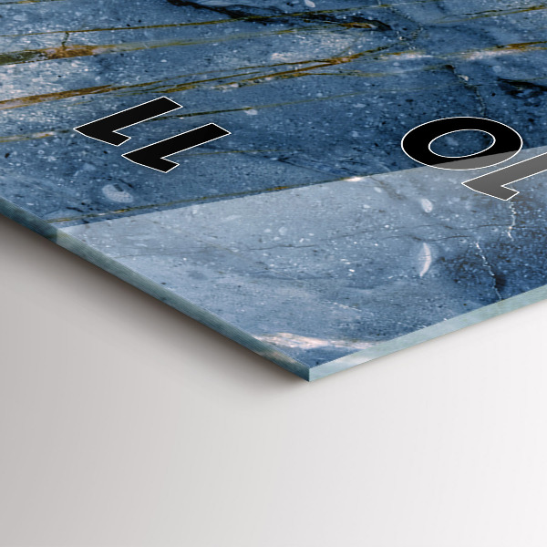 Vertikální skleněné hodiny Textura modrého mramoru