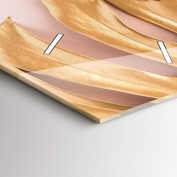 Vertikální skleněné hodiny Zlaté tropické listy