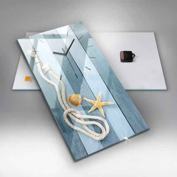 Vertikální skleněné hodiny Pruhy a mušle