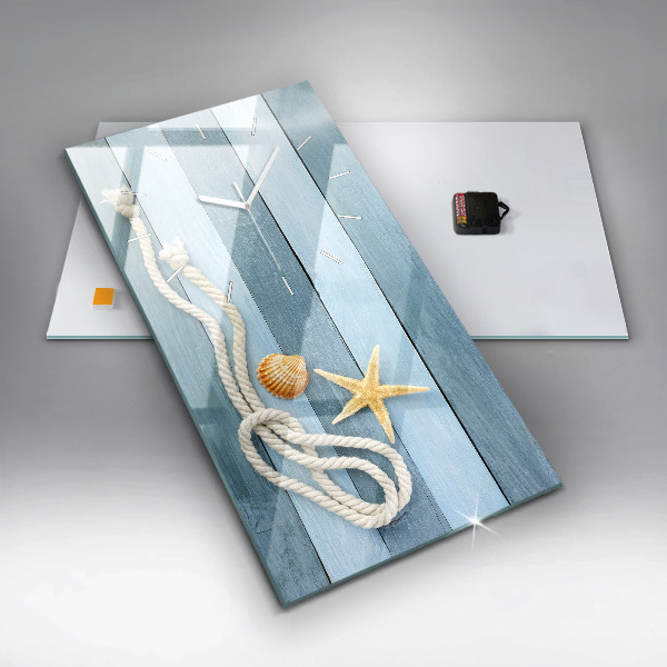 Vertikální skleněné hodiny Pruhy a mušle