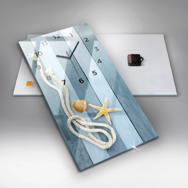 Vertikální skleněné hodiny Pruhy a mušle