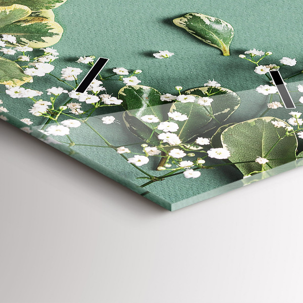 Vertikální skleněné hodiny Jemné květiny