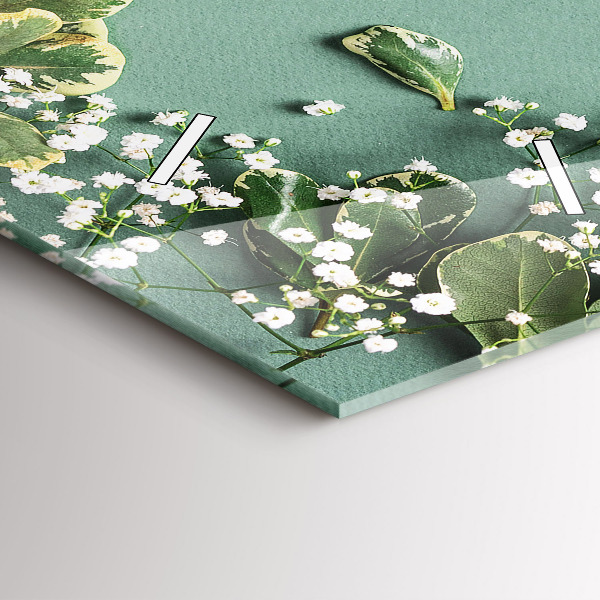 Vertikální skleněné hodiny Jemné květiny