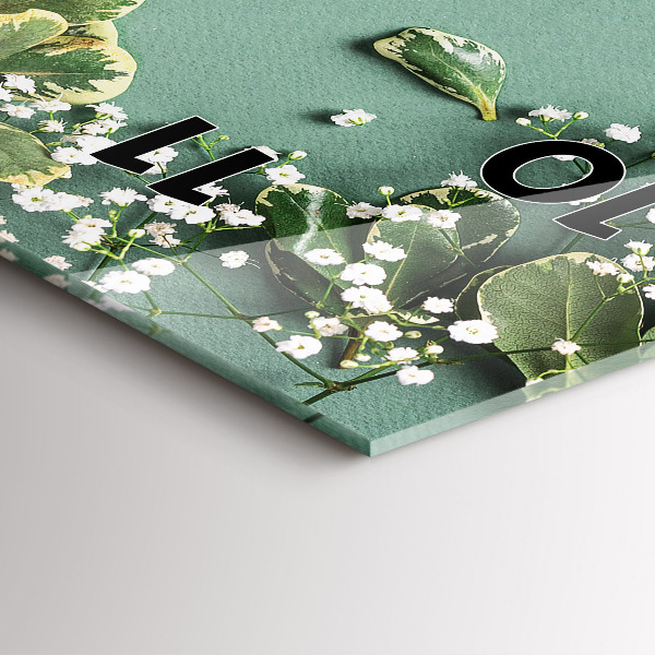 Vertikální skleněné hodiny Jemné květiny