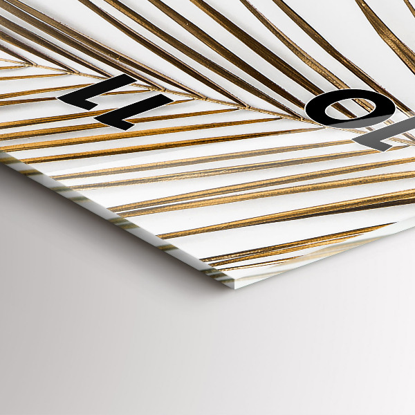 Vertikální skleněné hodiny Tropické listy