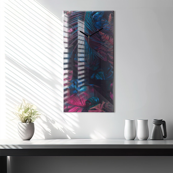 Vertikální skleněné hodiny Exotické květiny