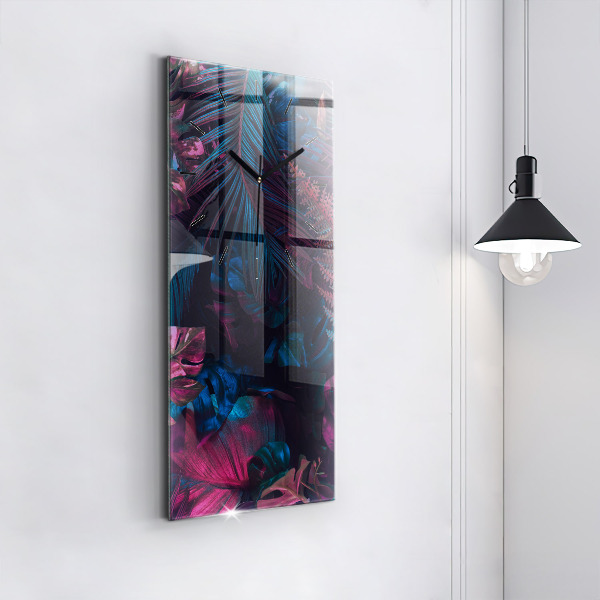 Vertikální skleněné hodiny Exotické květiny