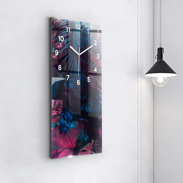 Vertikální skleněné hodiny Exotické květiny