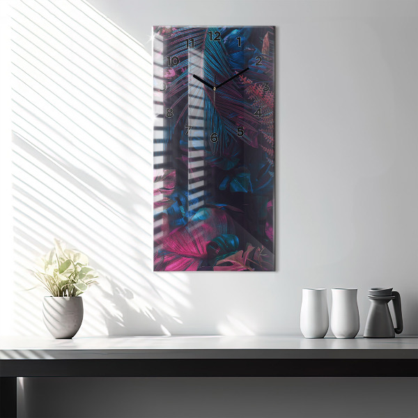 Vertikální skleněné hodiny Exotické květiny