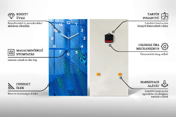 Vertikální skleněné hodiny Tmavý vzor stěn
