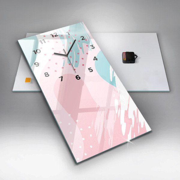 Vertikální skleněné hodiny Pastelová abstrakce