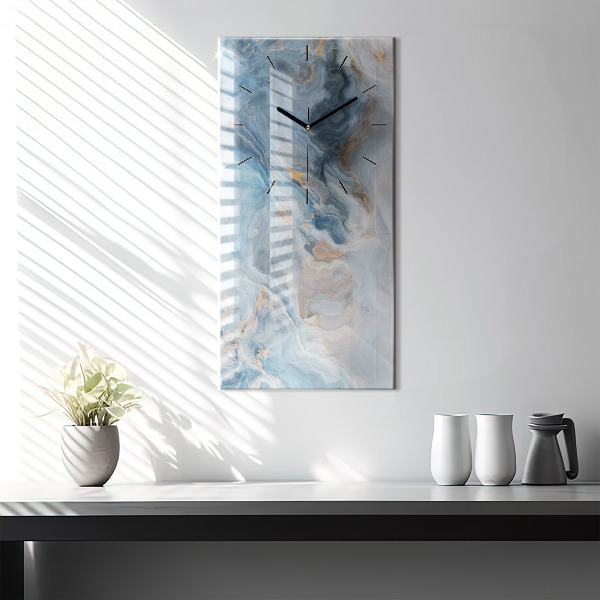 Vertikální skleněné hodiny Mramorový vzor