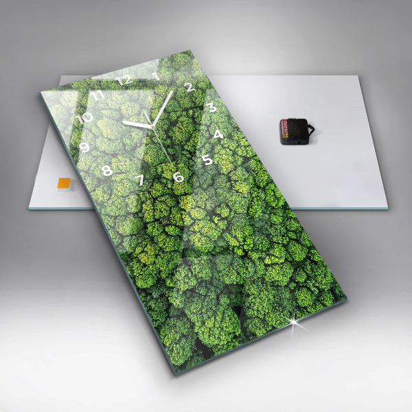 Vertikální skleněné hodiny Les z výšky