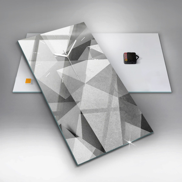 Vertikální skleněné hodiny Šedá geometrická abstrakce