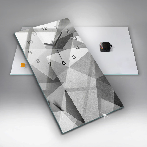 Vertikální skleněné hodiny Šedá geometrická abstrakce