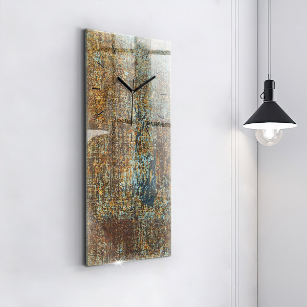 Vertikální skleněné hodiny Textura starého kovu