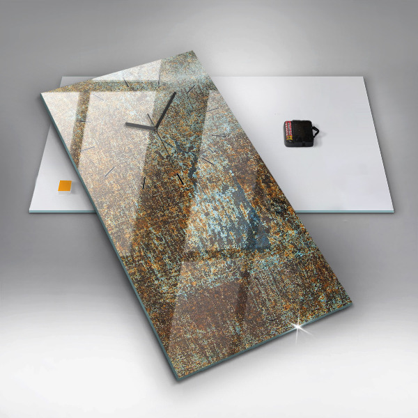 Vertikální skleněné hodiny Textura starého kovu