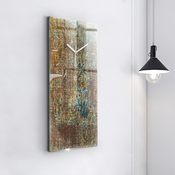 Vertikální skleněné hodiny Textura starého kovu