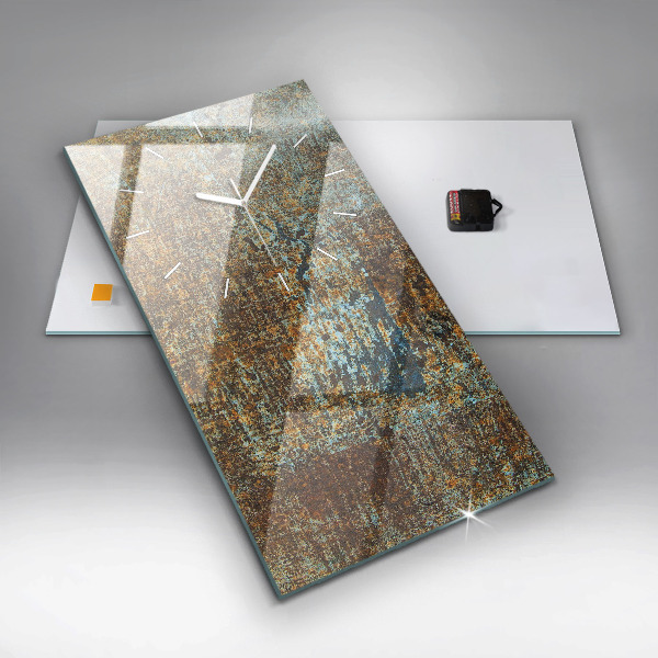 Vertikální skleněné hodiny Textura starého kovu