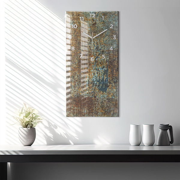 Vertikální skleněné hodiny Textura starého kovu