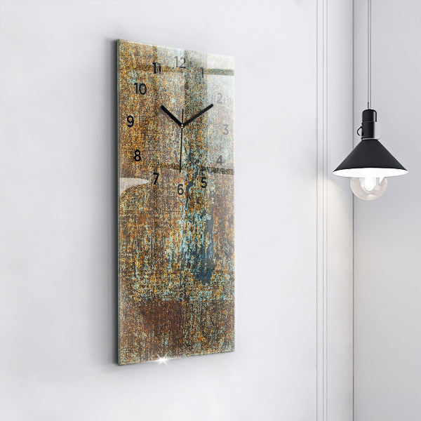 Vertikální skleněné hodiny Textura starého kovu