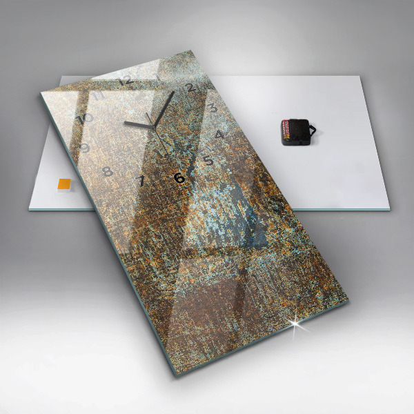 Vertikální skleněné hodiny Textura starého kovu