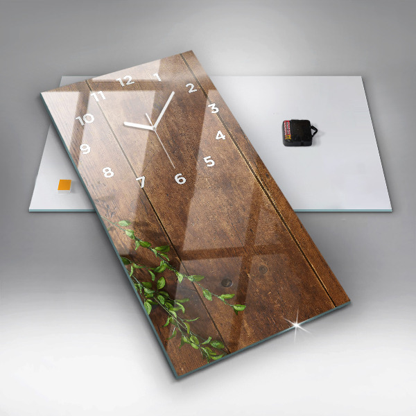 Vertikální skleněné hodiny Rustikální dřevo
