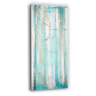 Vertikální skleněné hodiny Modrá prkna