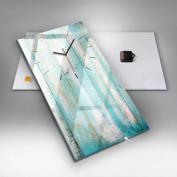 Vertikální skleněné hodiny Modrá prkna