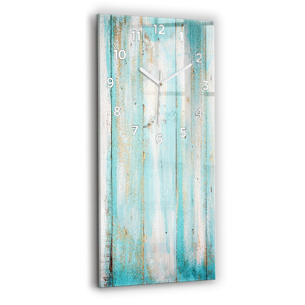Vertikální skleněné hodiny Modrá prkna