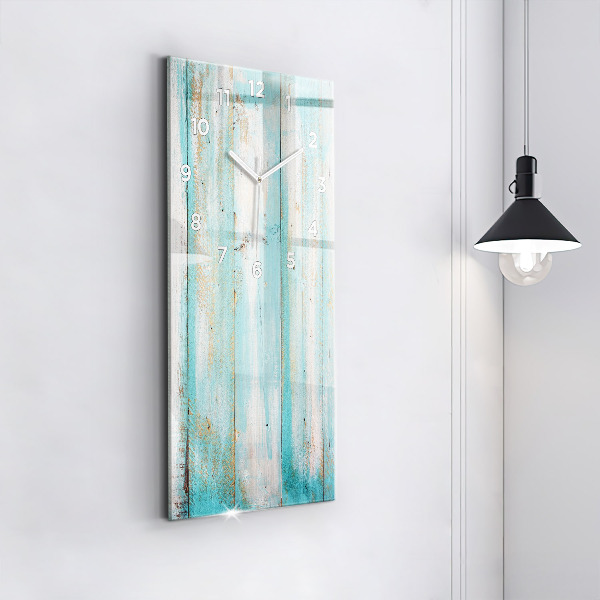 Vertikální skleněné hodiny Modrá prkna