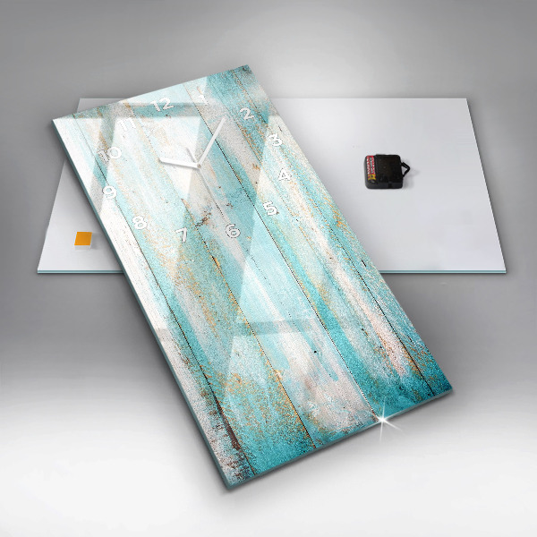 Vertikální skleněné hodiny Modrá prkna