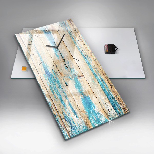 Vertikální skleněné hodiny Poškrábané dřevo