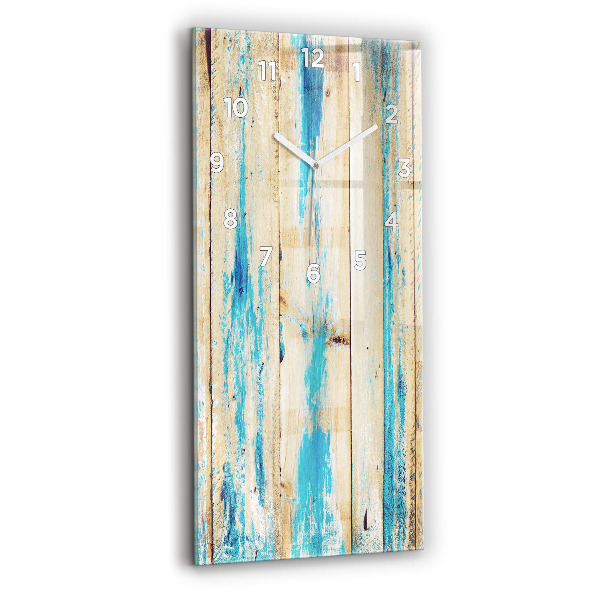 Vertikální skleněné hodiny Poškrábané dřevo