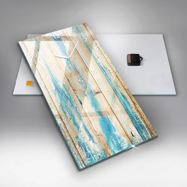 Vertikální skleněné hodiny Poškrábané dřevo