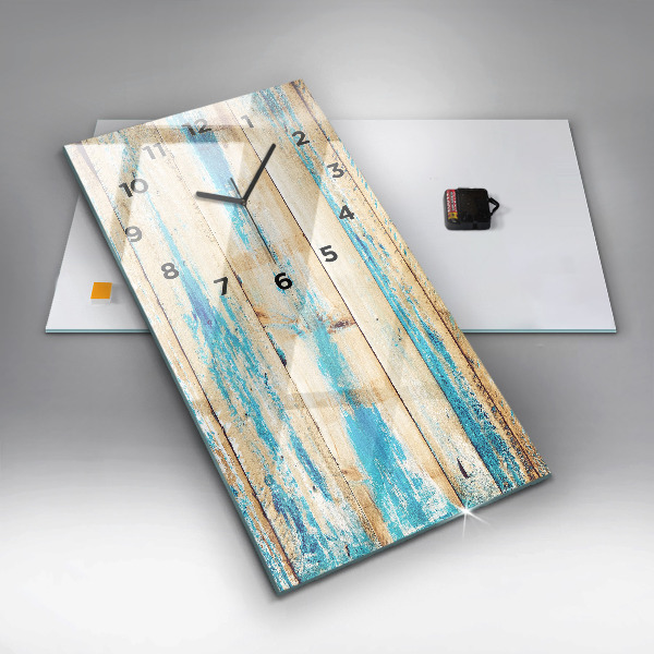 Vertikální skleněné hodiny Poškrábané dřevo