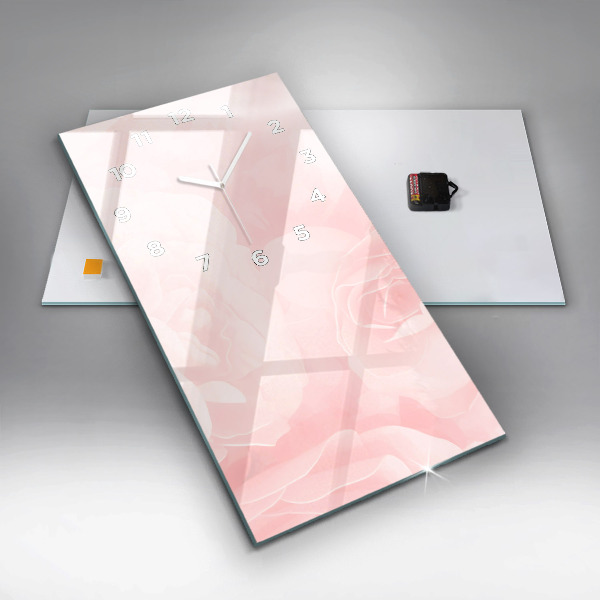 Vertikální skleněné hodiny Kvetoucí růže