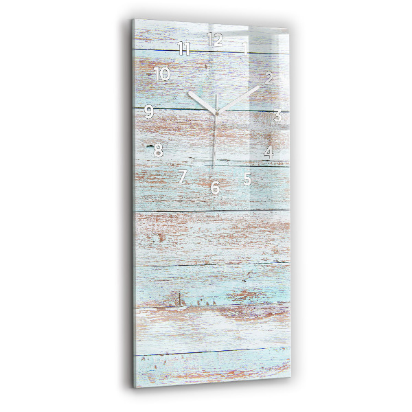 Vertikální skleněné hodiny Pastelové dřevo