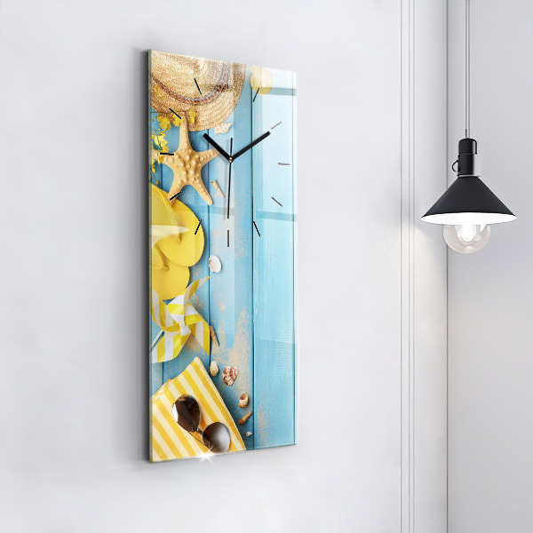 Vertikální skleněné hodiny Plážové doplňky a prkna