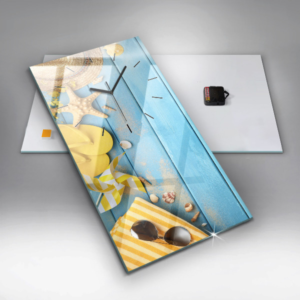 Vertikální skleněné hodiny Plážové doplňky a prkna